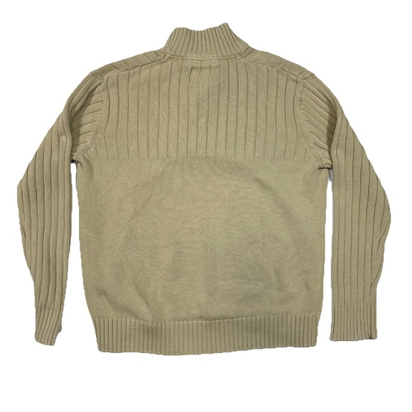 Vintage Eddie Bauer Men's XL 90s Henley Heavy Knit 1/Button Tan Sweater - Picture 4 of 7